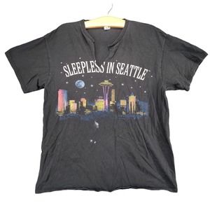 Vintage Delta Sleepless in Seattle T-Shirt Mens L Short Sleeve Black Graphic
